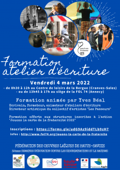 Formation atelier d'écriture avec Yves Béal 2022