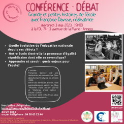 Conférence - Françoise DAVISSE - Grande et petites histoires de l'école
